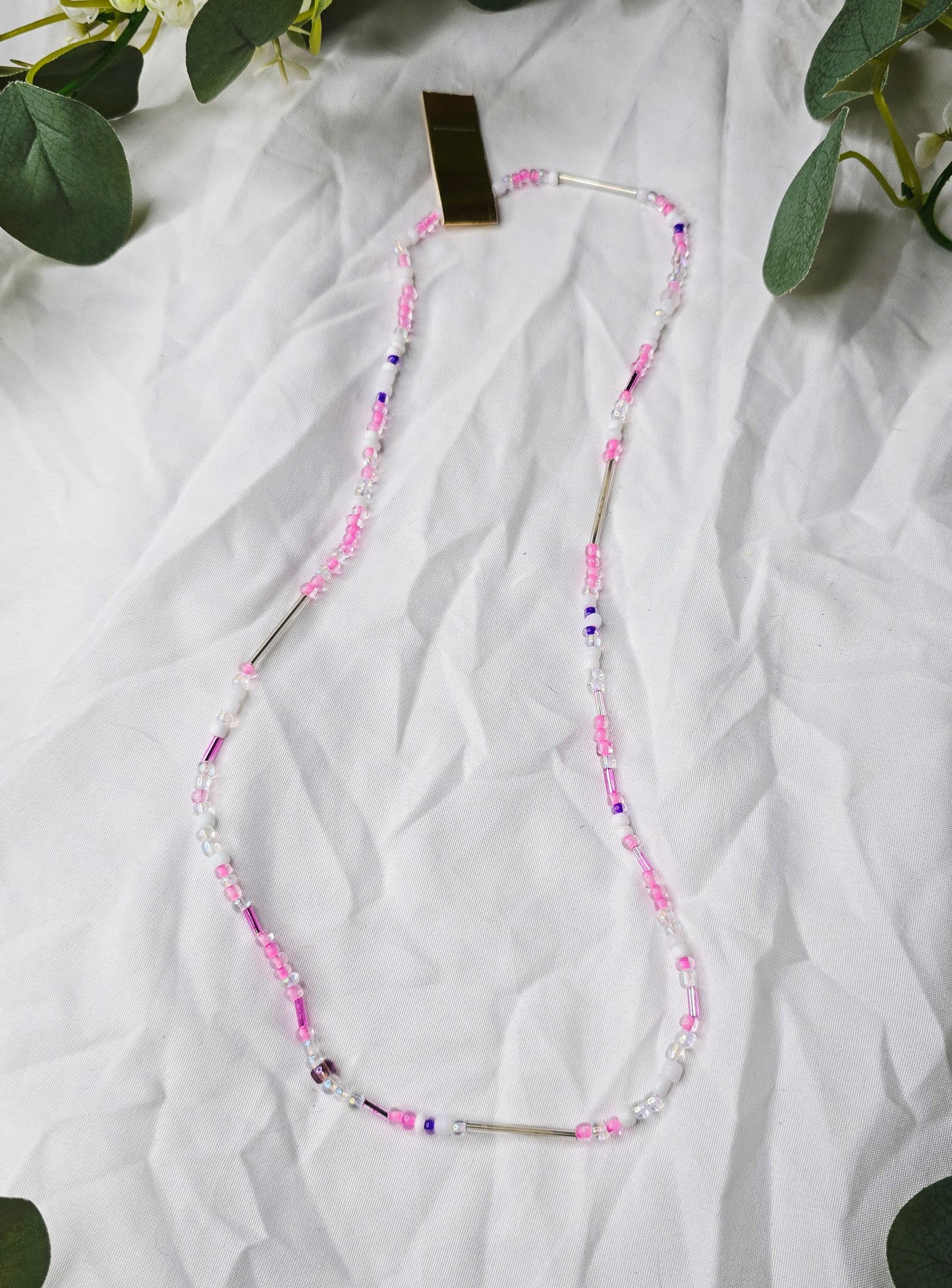 Waist beads - pink/white/silver/clear