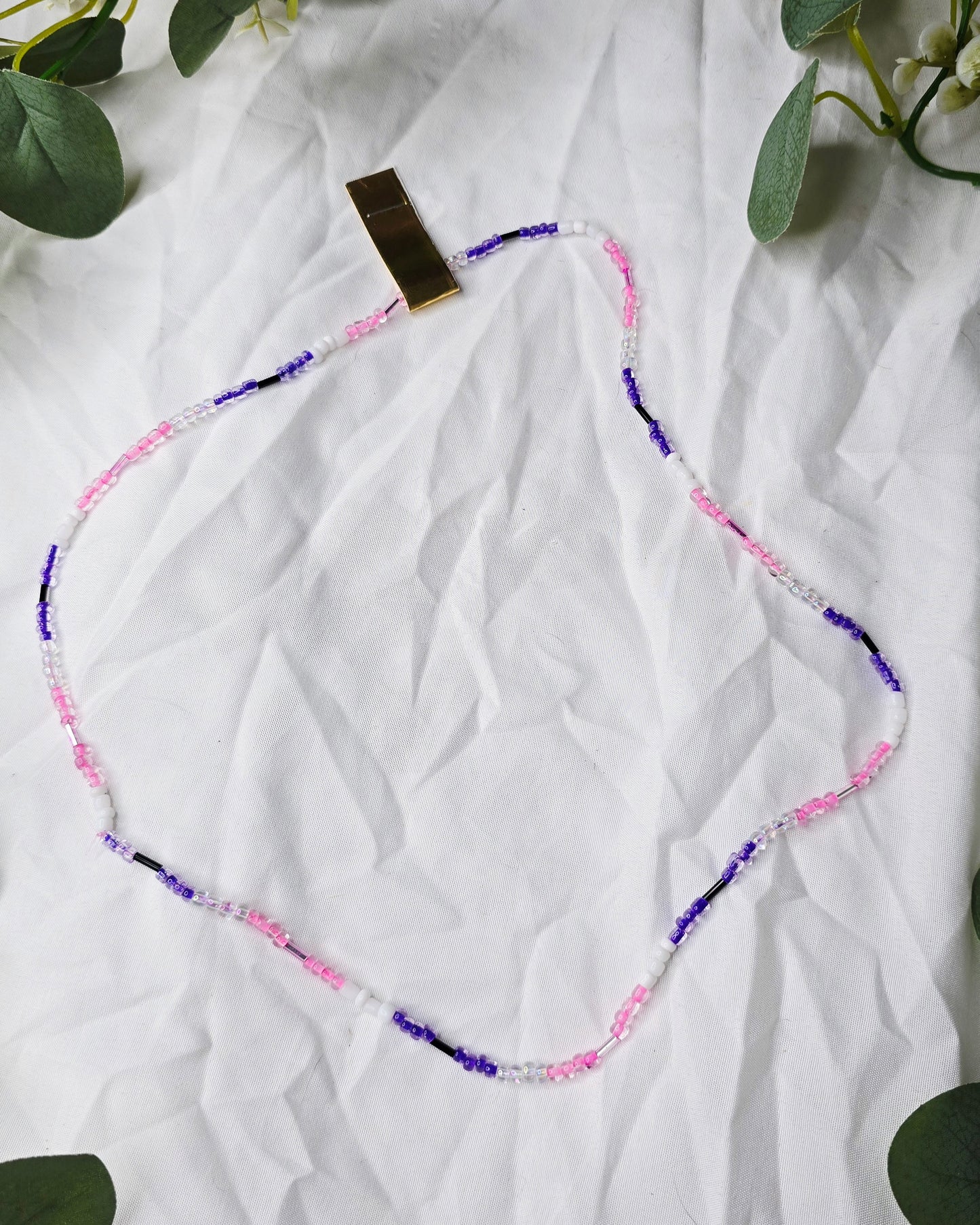 Waist beads - pink/white/purple/clear