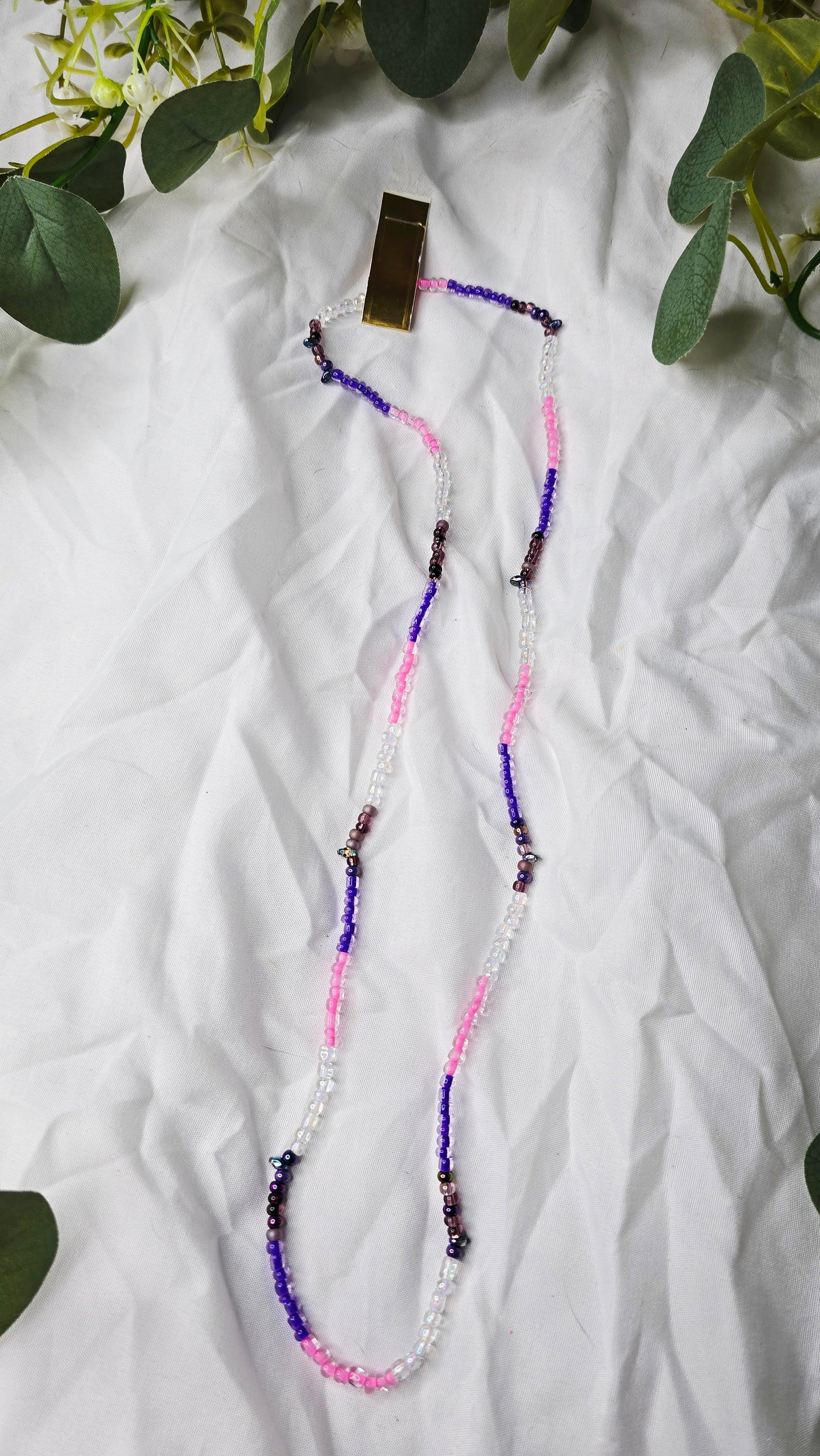Waist beads - pink/clear/purple/stone
