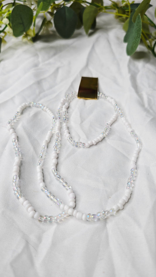 Waist beads & bracelet combo - clear/white