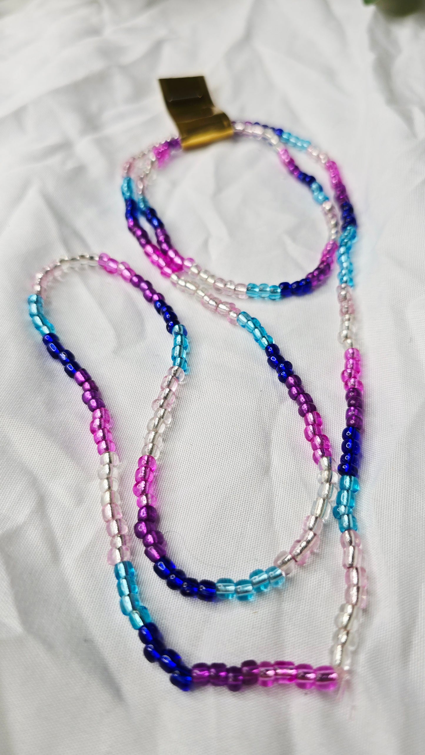 Waist beads & bracelet combo - blue/purple/pink/clear
