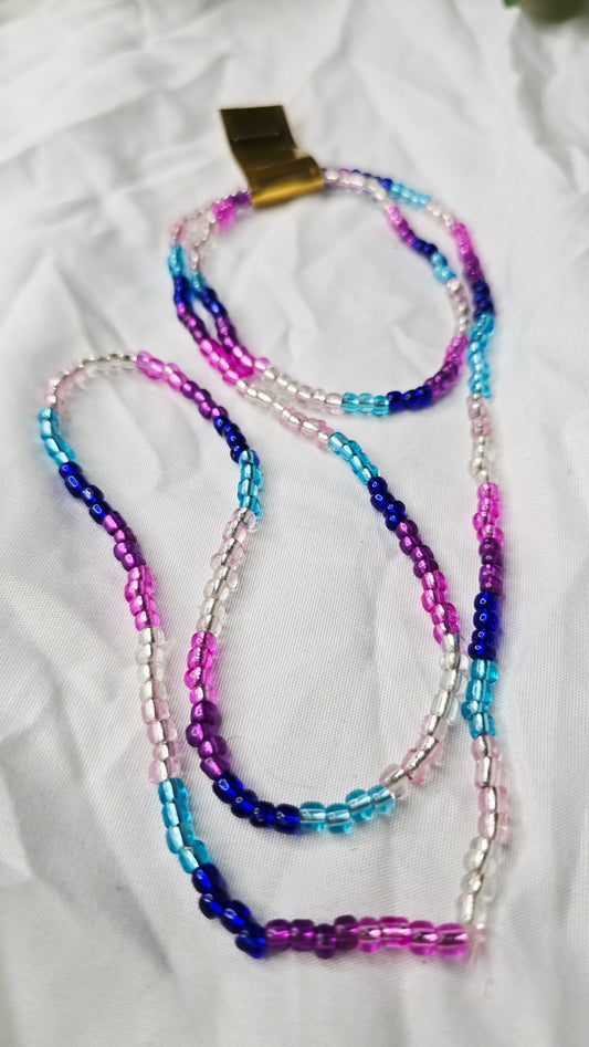 Waist beads & bracelet combo - blue/purple/pink/clear