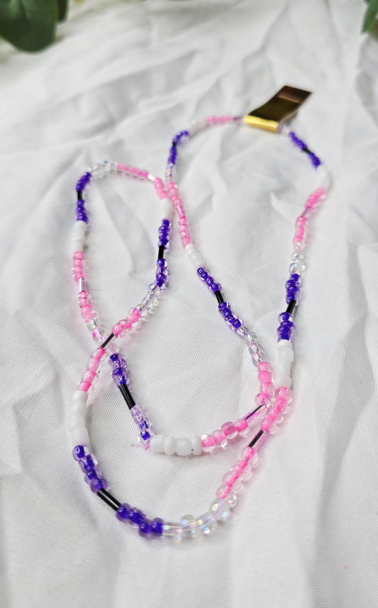 Waist beads - pink/white/purple/clear