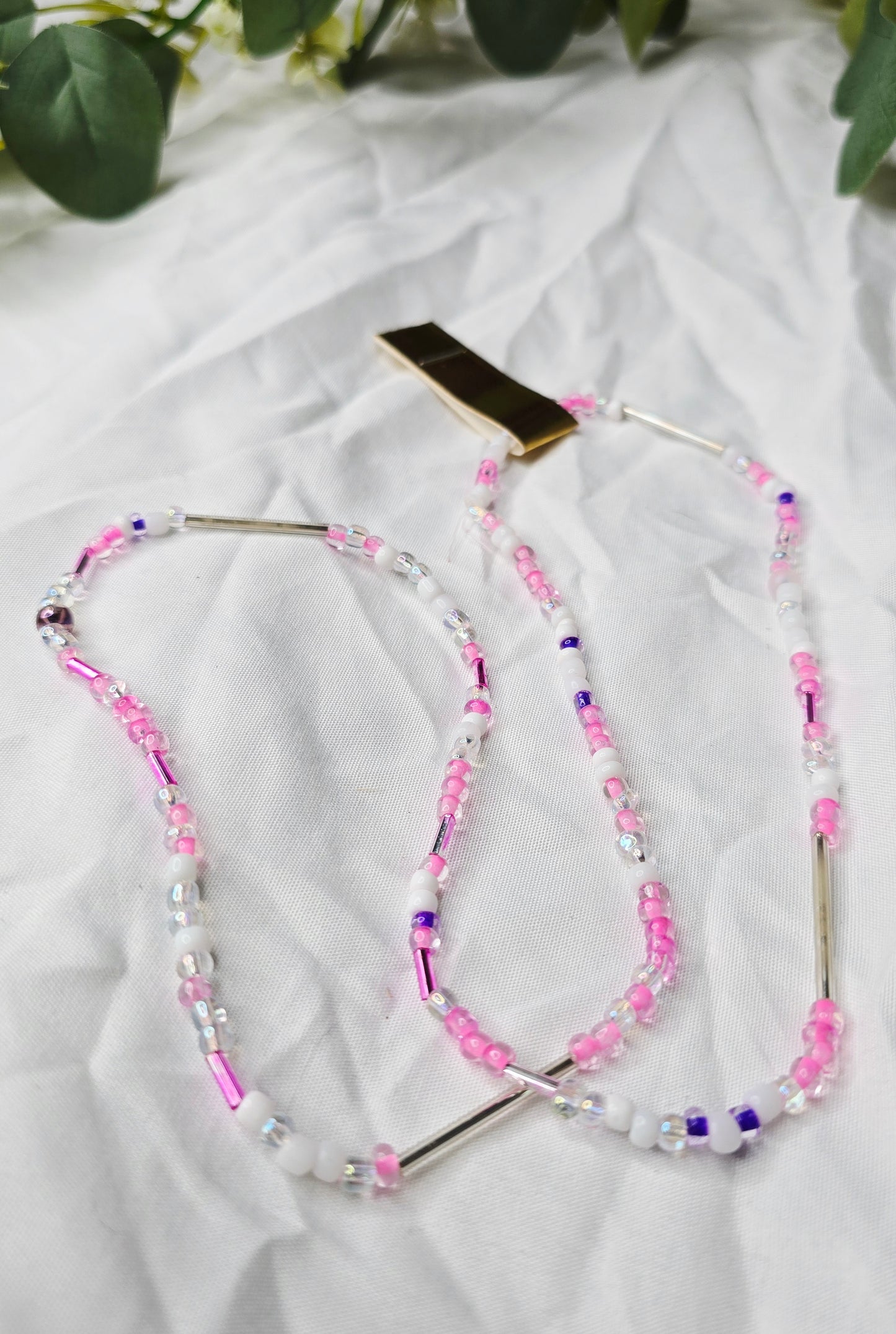 Waist beads - pink/white/silver/clear