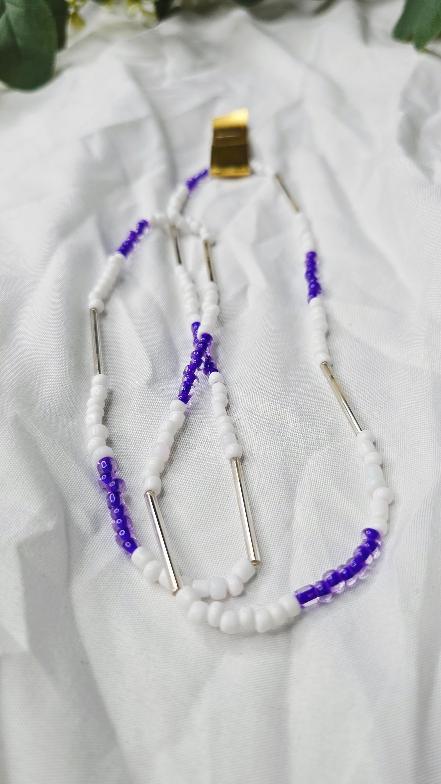 Waist beads - purple/white/silver/clear