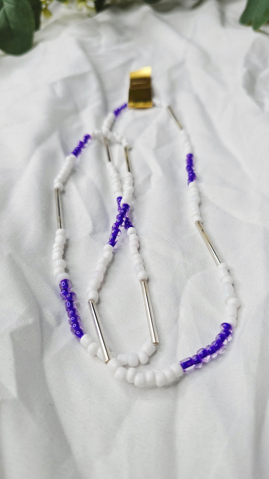 Waist beads - purple/white/silver/clear