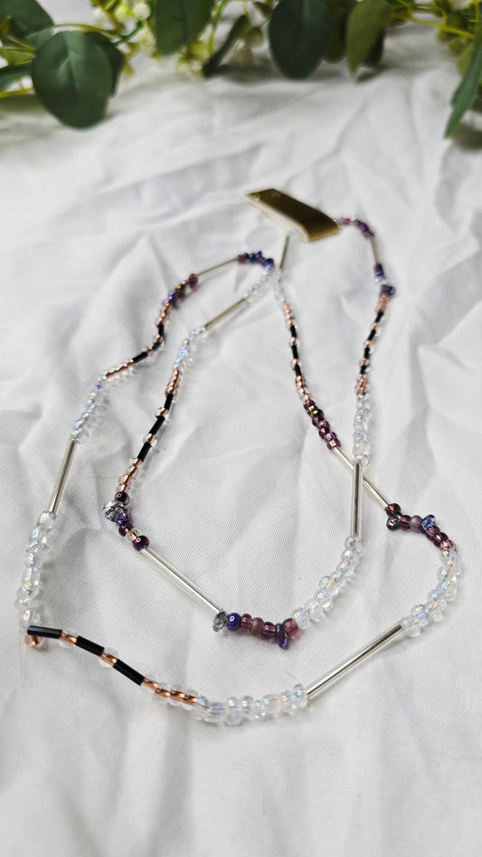 Waist beads - gold/silver/clear/grey (XL)