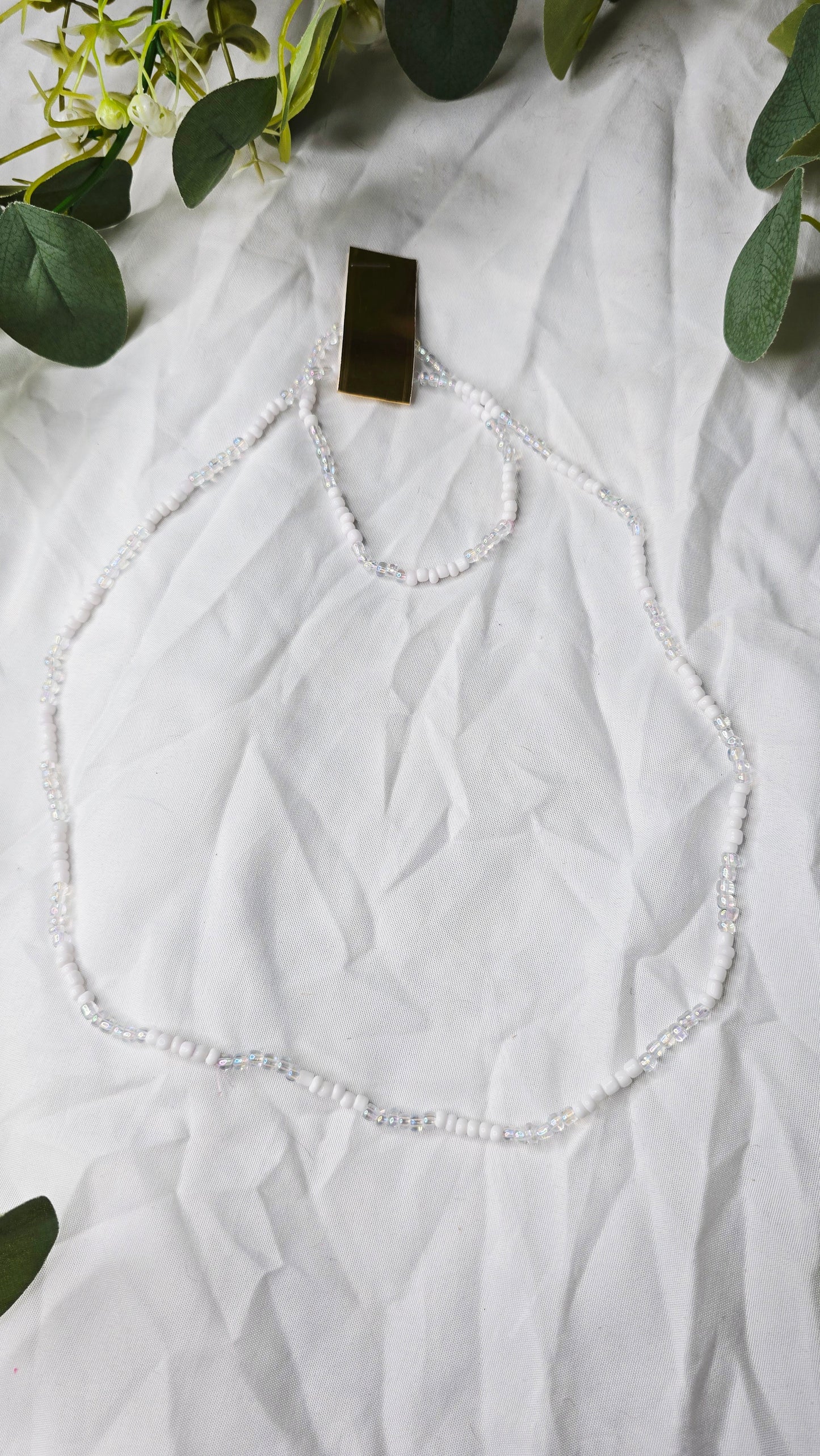 Waist beads & bracelet combo - clear/white