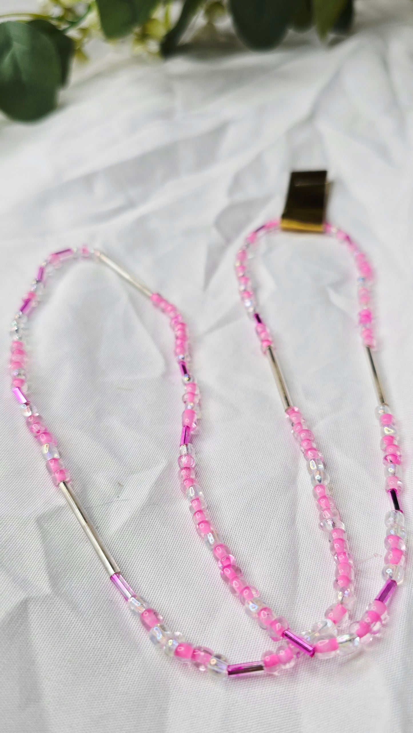 Waist beads - pink/white/silver/clear