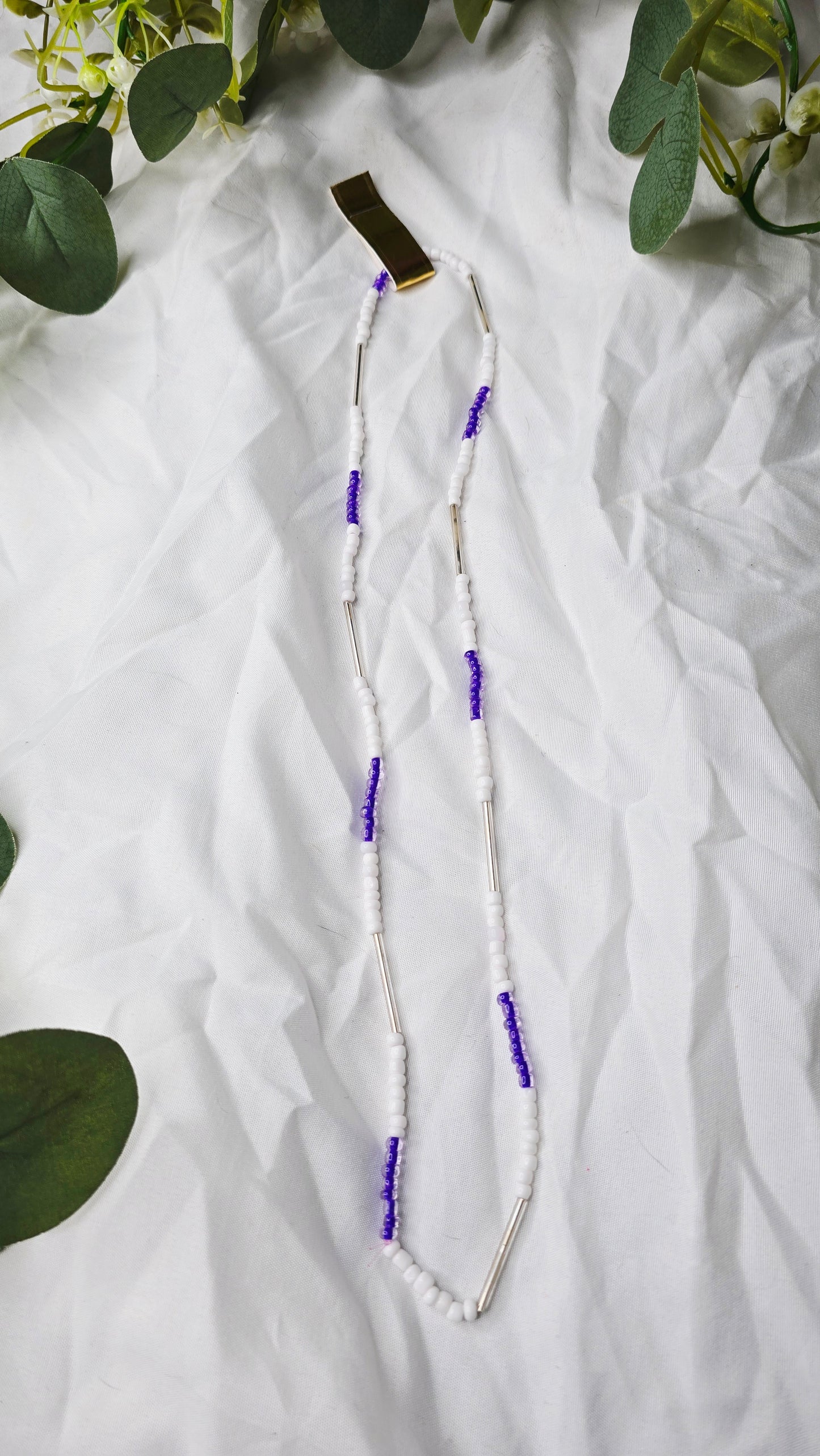 Waist beads - purple/white/silver/clear